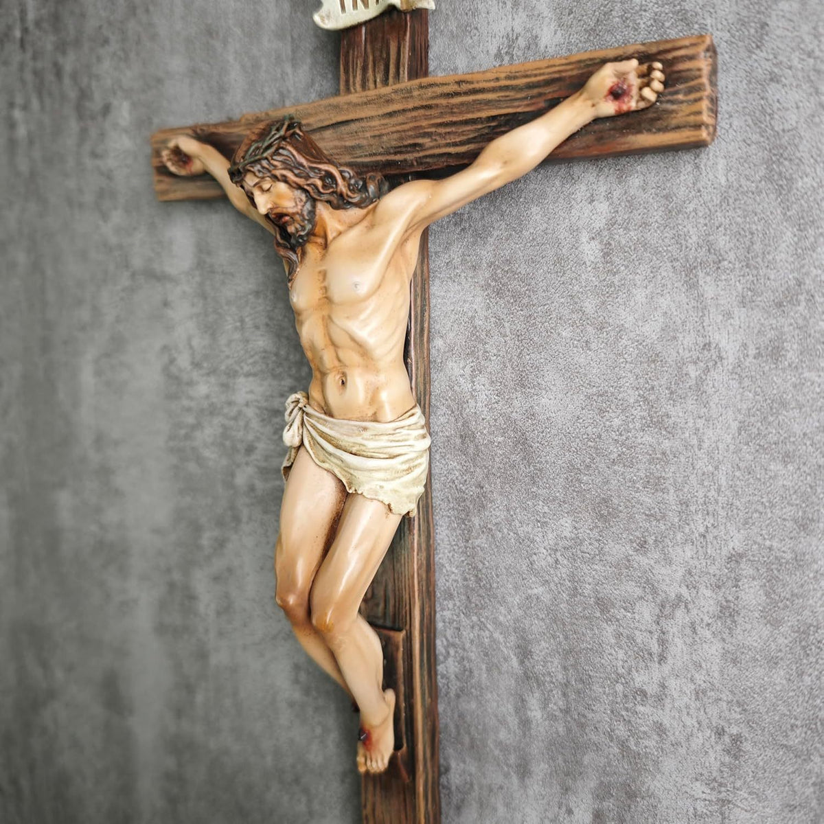 ✝️9.65-inch Jesus on the Cross Crucifix - Exquisite Handcrafted Resin Sculpture