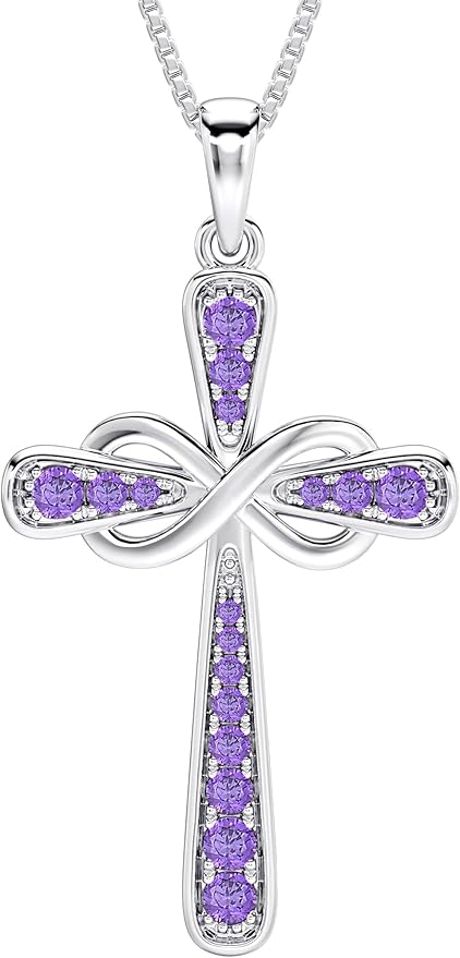 Cross Necklace Sterling Silver Infinity Crucifix Pendant Cubic Zirconia Criss Jewelry|for all ages