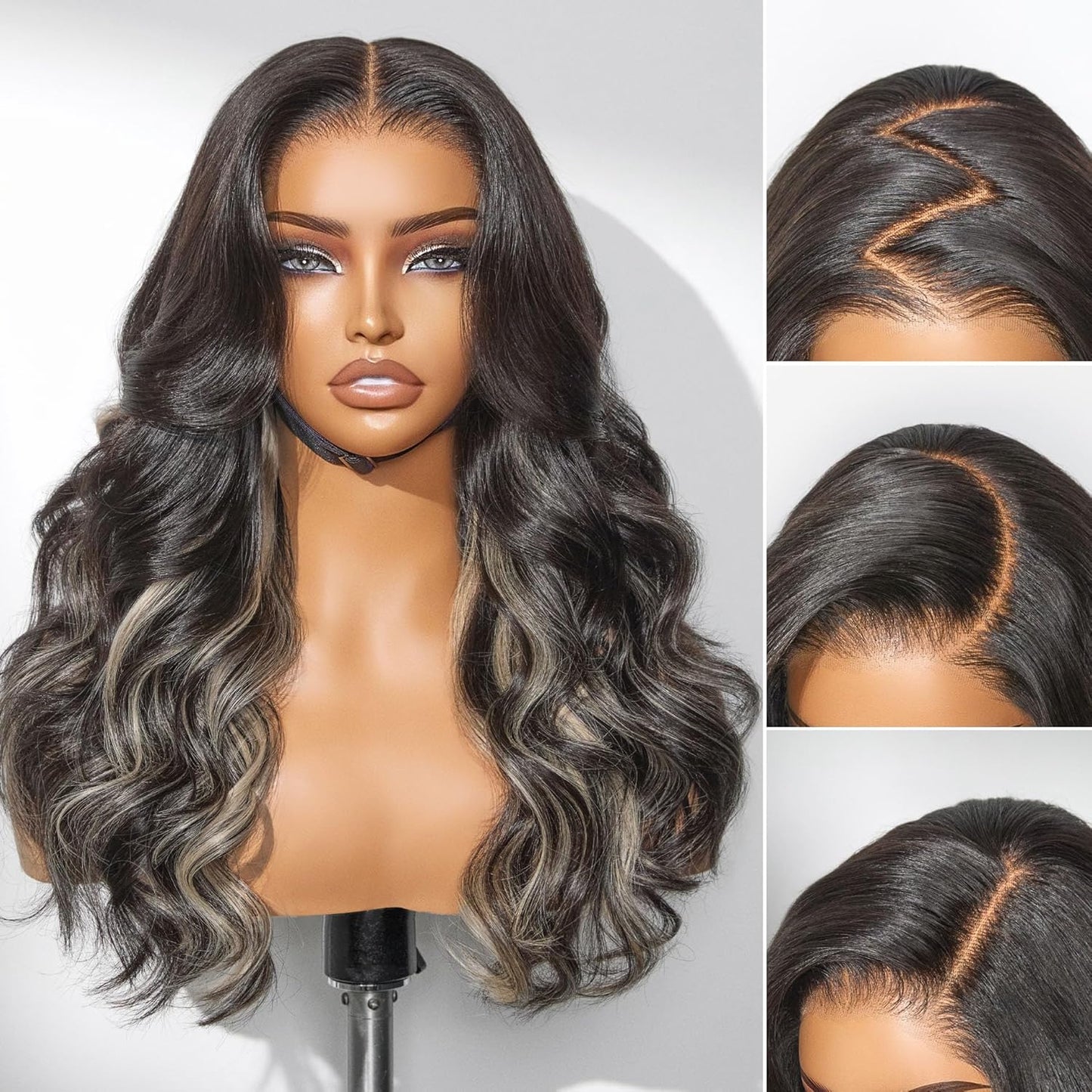 All-Day Comfort Real Glueless 7x6 HD Lace Wig 200% Density PartingMax Lace Wigs Loose Body Wave Lace Front Wigs Human Hair Pre Cut Plucked Lace Frontal 18 Inches Natural Black Color