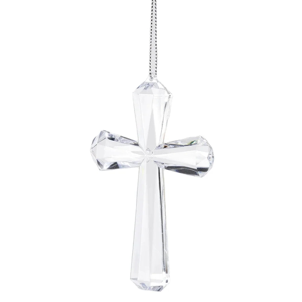 Transparent Acrylic Cross Decor Elegant Christmas Pendant Religious Ornament Festive Party Supplies for Wall Tree Decoration