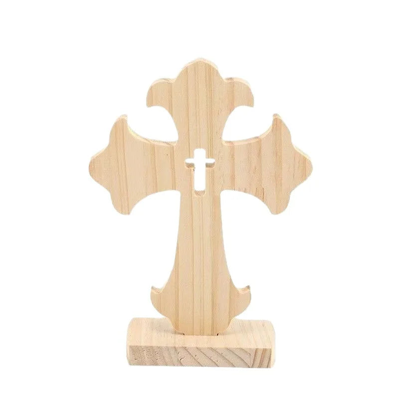 blessed hand carved solid olive wood nativity cross decor laser cut christian ornament for advent tabletop Christmas gifting