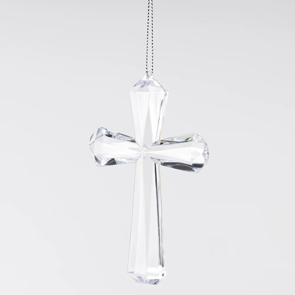 Transparent Acrylic Cross Decor Elegant Christmas Pendant Religious Ornament Festive Party Supplies for Wall Tree Decoration