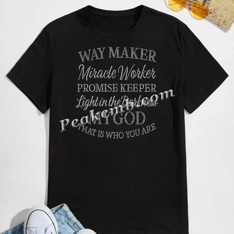 Bling Crystal Iron-On Transfer Printing Miracle Worker Design with Rhinestones for Apparel Easy Way to Make Stylish Clothes