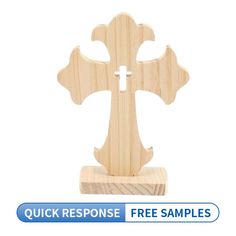 blessed hand carved solid olive wood nativity cross decor laser cut christian ornament for advent tabletop Christmas gifting
