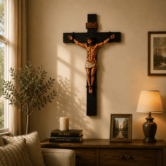 He Died for Us – Premium Handcrafted Jesus Crucifix for Christian Homes