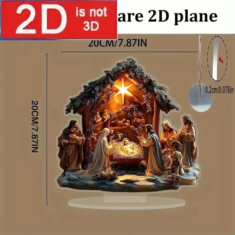 Christmas Glow - 2D Handcrafted Nativity Scene Light