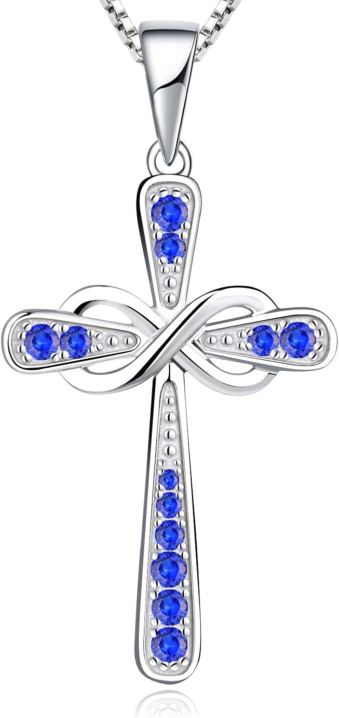Cross Necklace Sterling Silver Infinity Crucifix Pendant Cubic Zirconia Criss Jewelry|for all ages