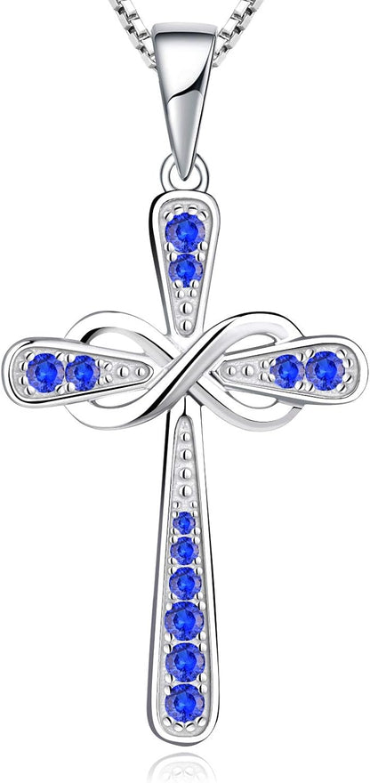 Cross Necklace Sterling Silver Infinity Crucifix Pendant Cubic Zirconia Criss Jewelry|for all ages
