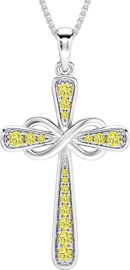 Cross Necklace Sterling Silver Infinity Crucifix Pendant Cubic Zirconia Criss Jewelry|for all ages