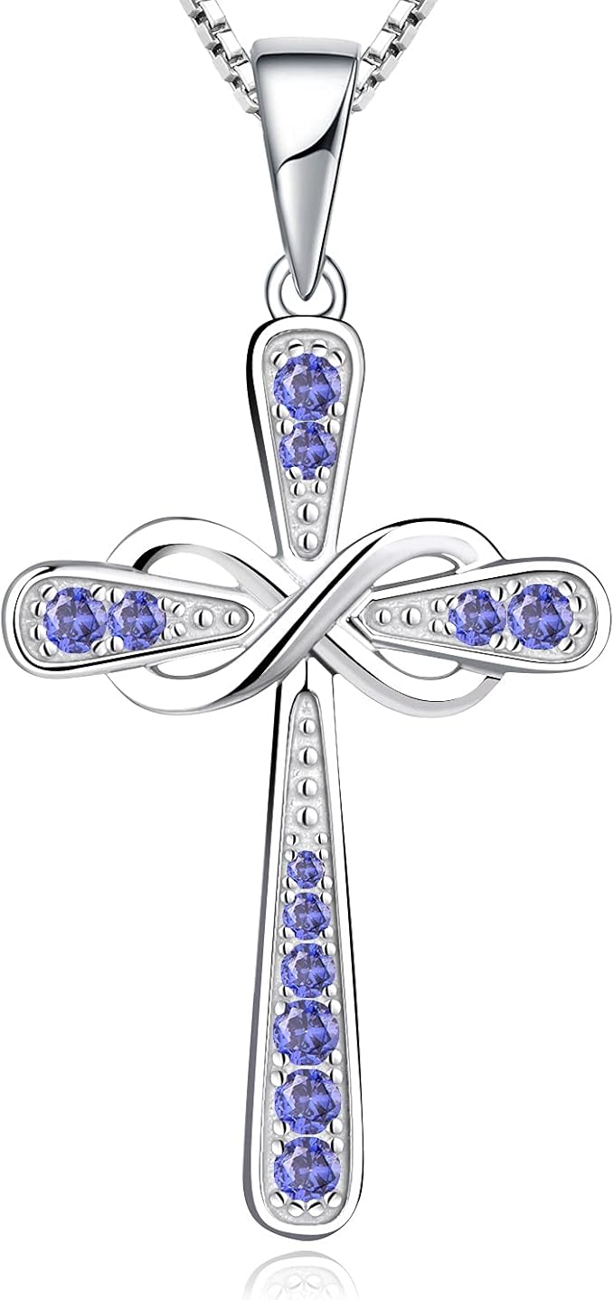 Cross Necklace Sterling Silver Infinity Crucifix Pendant Cubic Zirconia Criss Jewelry|for all ages