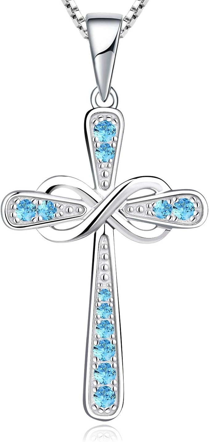 Cross Necklace Sterling Silver Infinity Crucifix Pendant Cubic Zirconia Criss Jewelry|for all ages