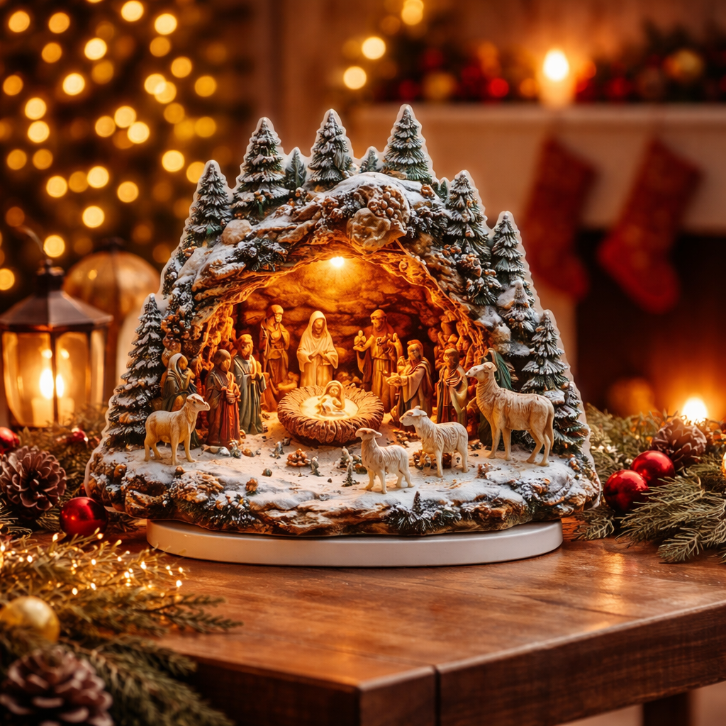 Christmas Glow - 2D Handcrafted Nativity Scene Light