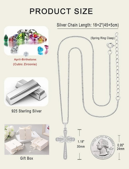 Cross Necklace Sterling Silver Infinity Crucifix Pendant Cubic Zirconia Criss Jewelry|for all ages