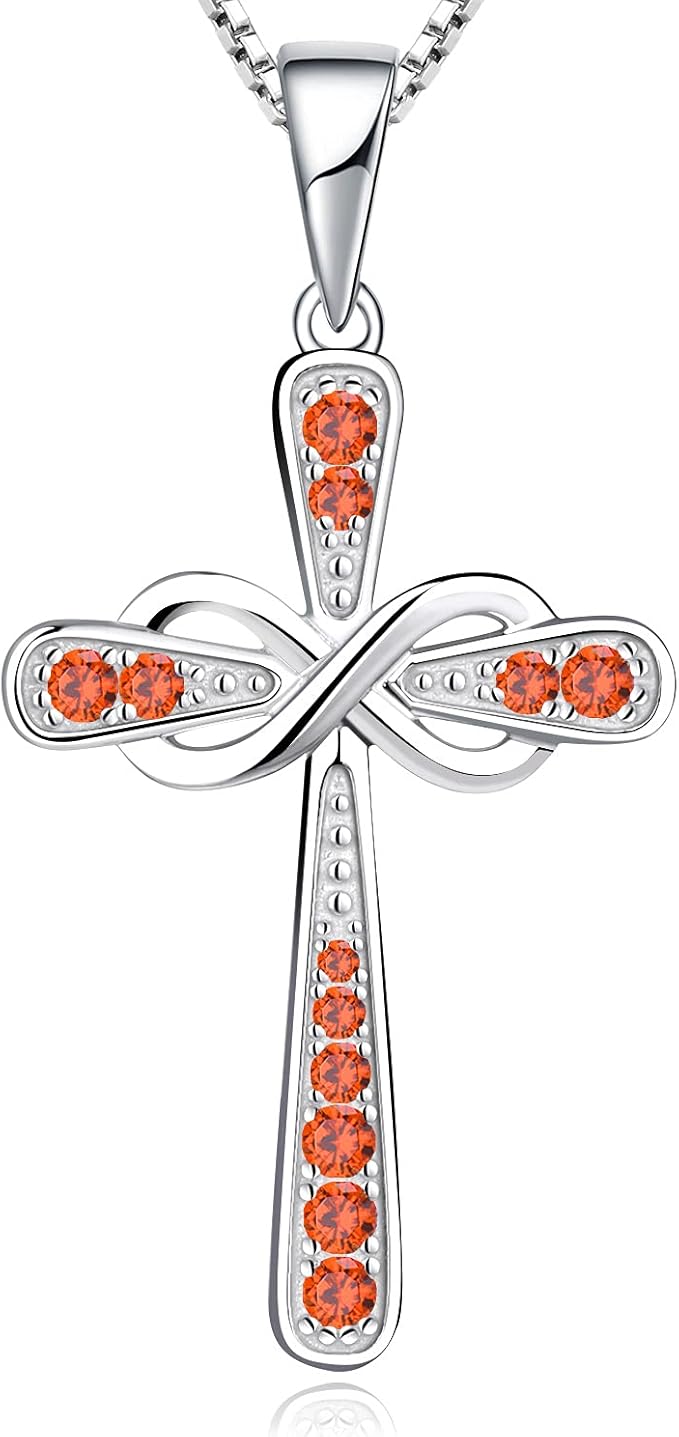 Cross Necklace Sterling Silver Infinity Crucifix Pendant Cubic Zirconia Criss Jewelry|for all ages