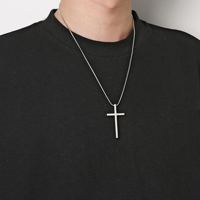 Philippians 4:13 Cross Pendant STRENGTH Bible Verse Stainless Steel Necklace