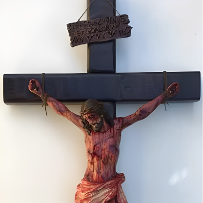 ✝️ Calvary's Eternal Witness: Solid Walnut Crucifix | Fr.Michael-Blessed | Two Prayer Sizes