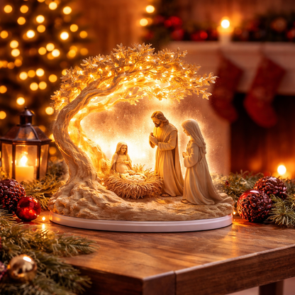 Christmas Glow - 2D Handcrafted Nativity Scene Light