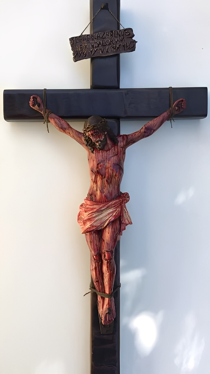 ✝️ Calvary's Eternal Witness: Solid Walnut Crucifix | Fr.Michael-Blessed | Two Prayer Sizes