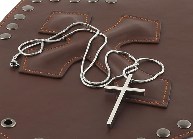 Philippians 4:13 Cross Pendant STRENGTH Bible Verse Stainless Steel Necklace