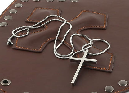 Philippians 4:13 Cross Pendant STRENGTH Bible Verse Stainless Steel Necklace
