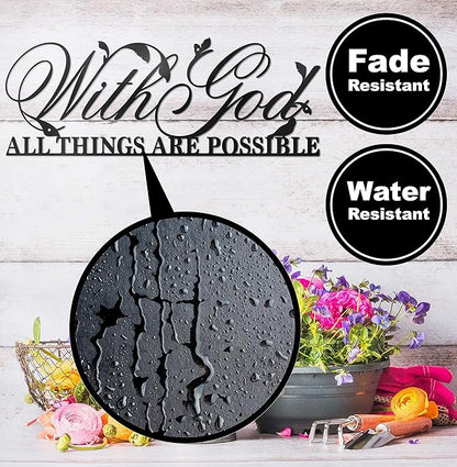 With God All Things Are Possible Sign Metal Wall Decor, 18"X12" Inch Religious Scripture Black Christian Bible Verses Everthing Is Possible with God Bibical Wall Hanging Decoration