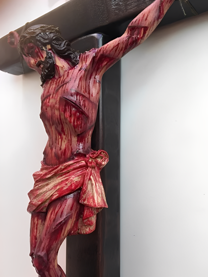 ✝️ Calvary's Eternal Witness: Solid Walnut Crucifix | Fr.Michael-Blessed | Two Prayer Sizes