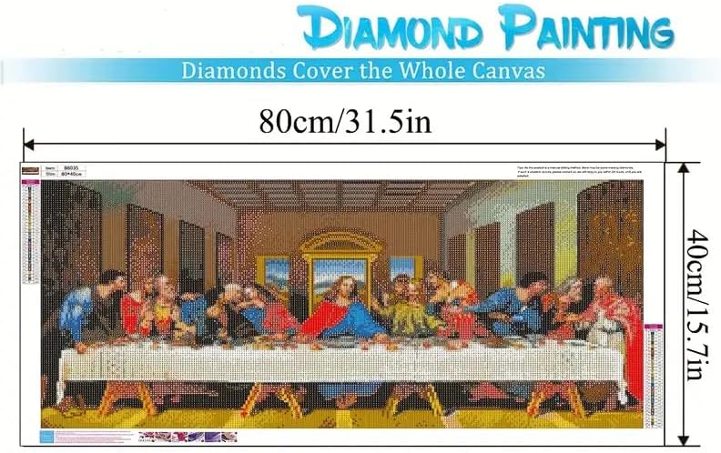 The Last Supper Diamond Painting Kits for Adults, Large Size 15.8"x31.5" Full Drill Diamond Arts Painting by Number Kits for Adults, DIY Painting Diamond Dot Arts Crafts for Home Wall Decor