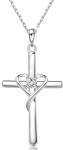 925 Sterling Silver Cross Pendant 12 Month Birthstone Jewelry Women Pendant Necklace|for all ages