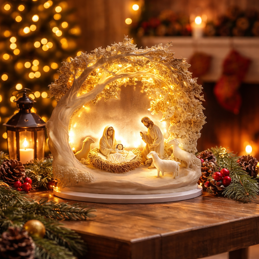 Christmas Glow - 2D Handcrafted Nativity Scene Light