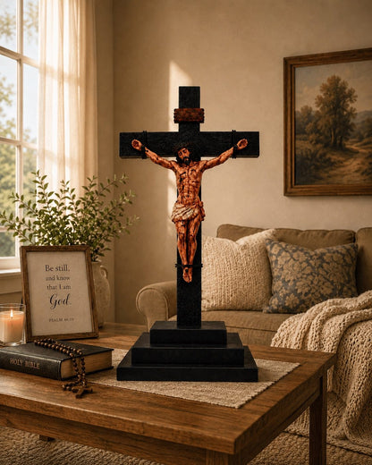 ✝️Handmade Jesus Crucifix – 8.5” & 19” Christian Wall Cross for Home & Prayer Room