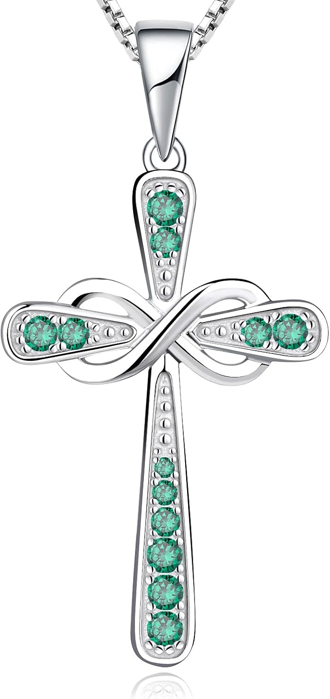 Cross Necklace Sterling Silver Infinity Crucifix Pendant Cubic Zirconia Criss Jewelry|for all ages