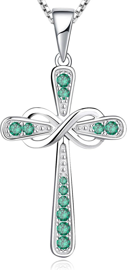 Cross Necklace Sterling Silver Infinity Crucifix Pendant Cubic Zirconia Criss Jewelry|for all ages