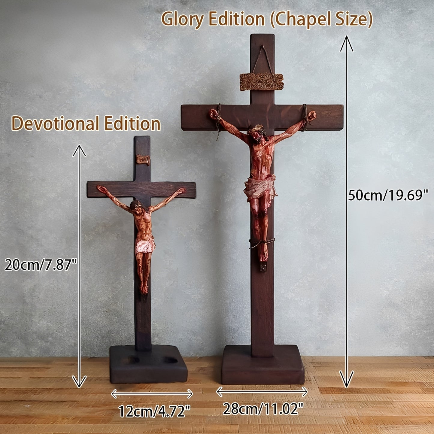 ✝️ Calvary's Eternal Witness: Solid Walnut Crucifix | Fr.Michael-Blessed | Two Prayer Sizes