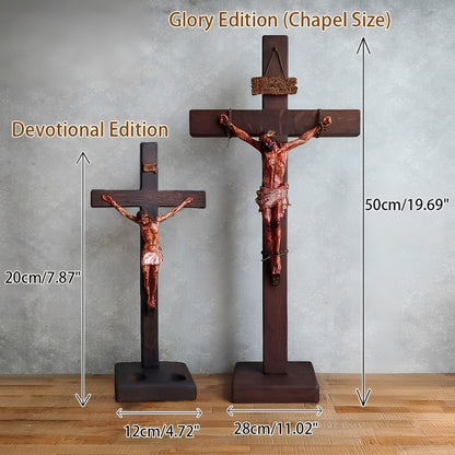 ✝️ Calvary's Eternal Witness: Solid Walnut Crucifix | Fr.Michael-Blessed | Two Prayer Sizes