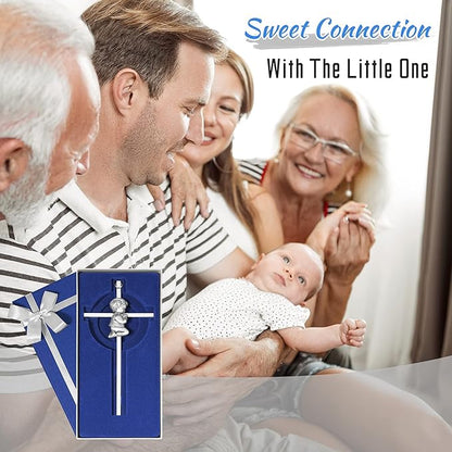 Baby Wall Cross Baptism Gifts, 8.85-inch Silver Blessing Baptism Crosses for First Holy Communion Christening and Dedication Baptismal Gifts from Godparents