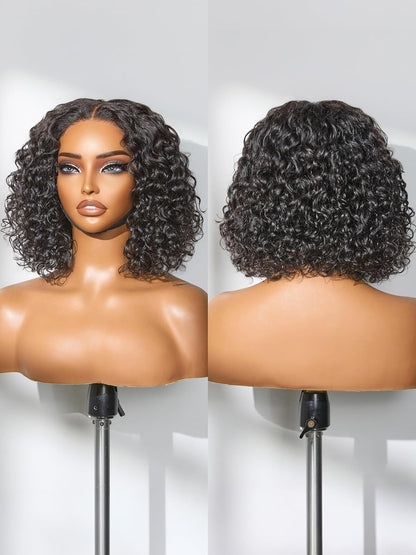 100% Human Hair Wigs Loose Wave Glueless Lace Front 14 Inches, Pre Cut Plucked Hd Lace Short Wig Ready To Go Natural Color Straight Bleached Knots Side Part Black Wigs