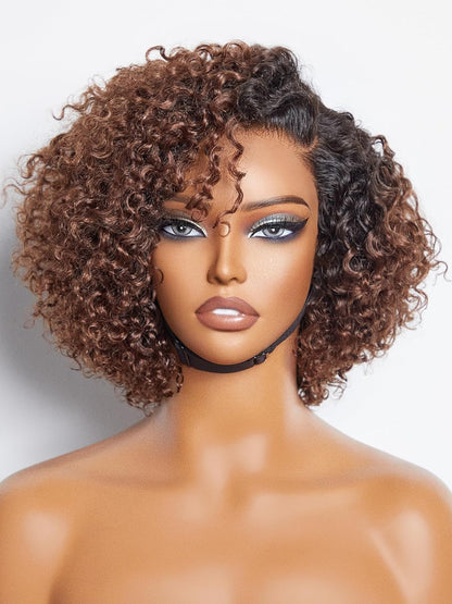 100% Human Hair Wigs Loose Wave Glueless Lace Front 14 Inches, Pre Cut Plucked Hd Lace Short Wig Ready To Go Natural Color Straight Bleached Knots Side Part Black Wigs
