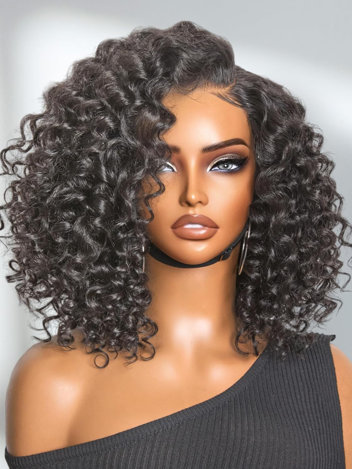 100% Human Hair Wigs Loose Wave Glueless Lace Front 14 Inches, Pre Cut Plucked Hd Lace Short Wig Ready To Go Natural Color Straight Bleached Knots Side Part Black Wigs