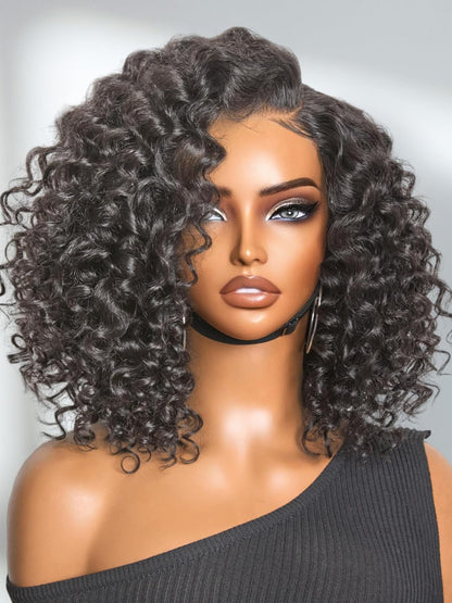 100% Human Hair Wigs Loose Wave Glueless Lace Front 14 Inches, Pre Cut Plucked Hd Lace Short Wig Ready To Go Natural Color Straight Bleached Knots Side Part Black Wigs