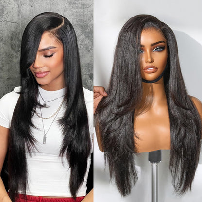 All-Day Comfort Real Glueless 7x6 HD Lace Wig 200% Density PartingMax Lace Wigs Loose Body Wave Lace Front Wigs Human Hair Pre Cut Plucked Lace Frontal 18 Inches Natural Black Color