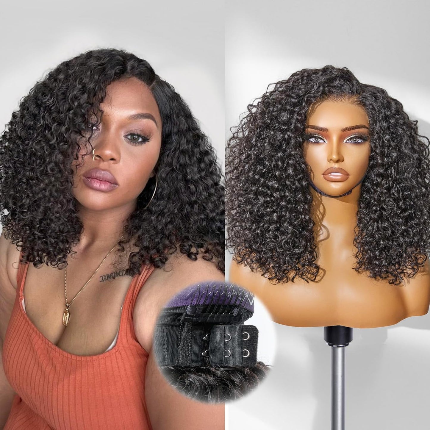100% Human Hair Wigs Loose Wave Glueless Lace Front 14 Inches, Pre Cut Plucked Hd Lace Short Wig Ready To Go Natural Color Straight Bleached Knots Side Part Black Wigs