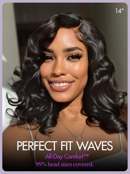 100% Human Hair Wigs Loose Wave Glueless Lace Front 14 Inches, Pre Cut Plucked Hd Lace Short Wig Ready To Go Natural Color Straight Bleached Knots Side Part Black Wigs