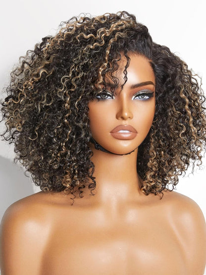 100% Human Hair Wigs Loose Wave Glueless Lace Front 14 Inches, Pre Cut Plucked Hd Lace Short Wig Ready To Go Natural Color Straight Bleached Knots Side Part Black Wigs