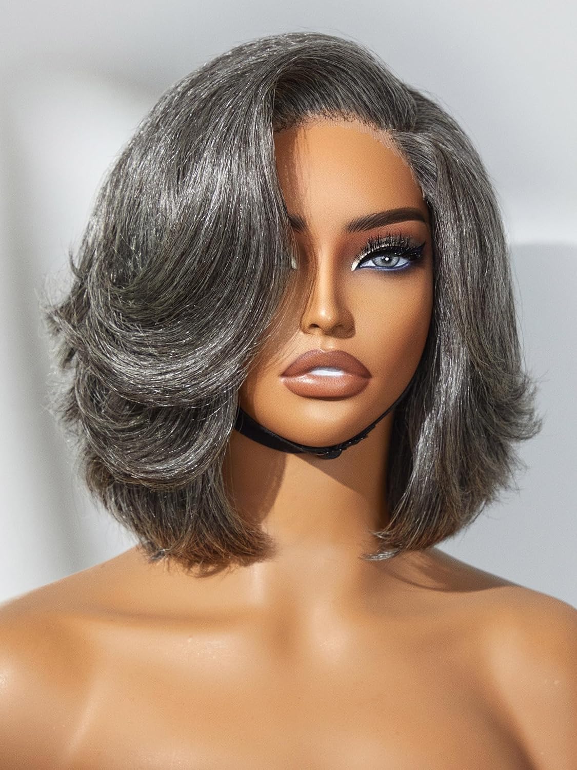 100% Human Hair Wigs Loose Wave Glueless Lace Front 14 Inches, Pre Cut Plucked Hd Lace Short Wig Ready To Go Natural Color Straight Bleached Knots Side Part Black Wigs
