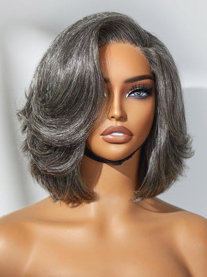 100% Human Hair Wigs Loose Wave Glueless Lace Front 14 Inches, Pre Cut Plucked Hd Lace Short Wig Ready To Go Natural Color Straight Bleached Knots Side Part Black Wigs
