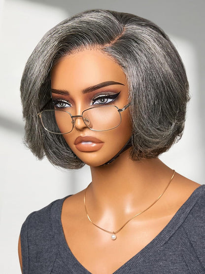 100% Human Hair Wigs Loose Wave Glueless Lace Front 14 Inches, Pre Cut Plucked Hd Lace Short Wig Ready To Go Natural Color Straight Bleached Knots Side Part Black Wigs
