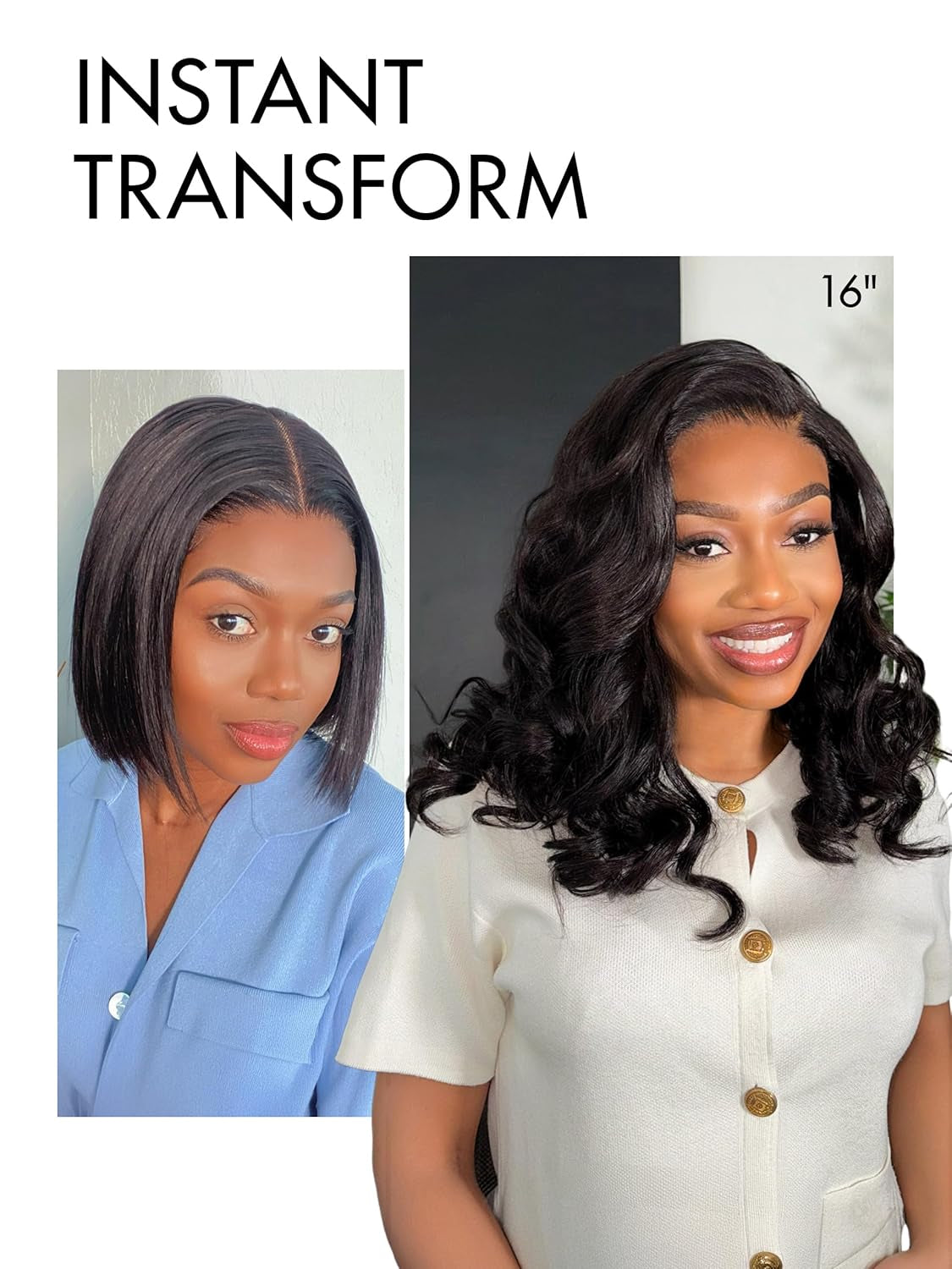 100% Human Hair Wigs Loose Wave Glueless Lace Front 14 Inches, Pre Cut Plucked Hd Lace Short Wig Ready To Go Natural Color Straight Bleached Knots Side Part Black Wigs