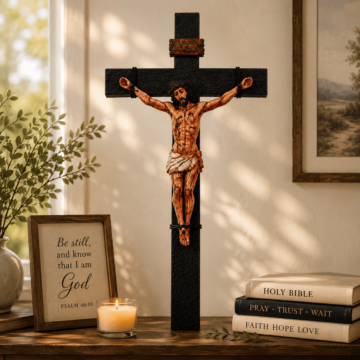 He Died for Us – Premium Handcrafted Jesus Crucifix for Christian Homes