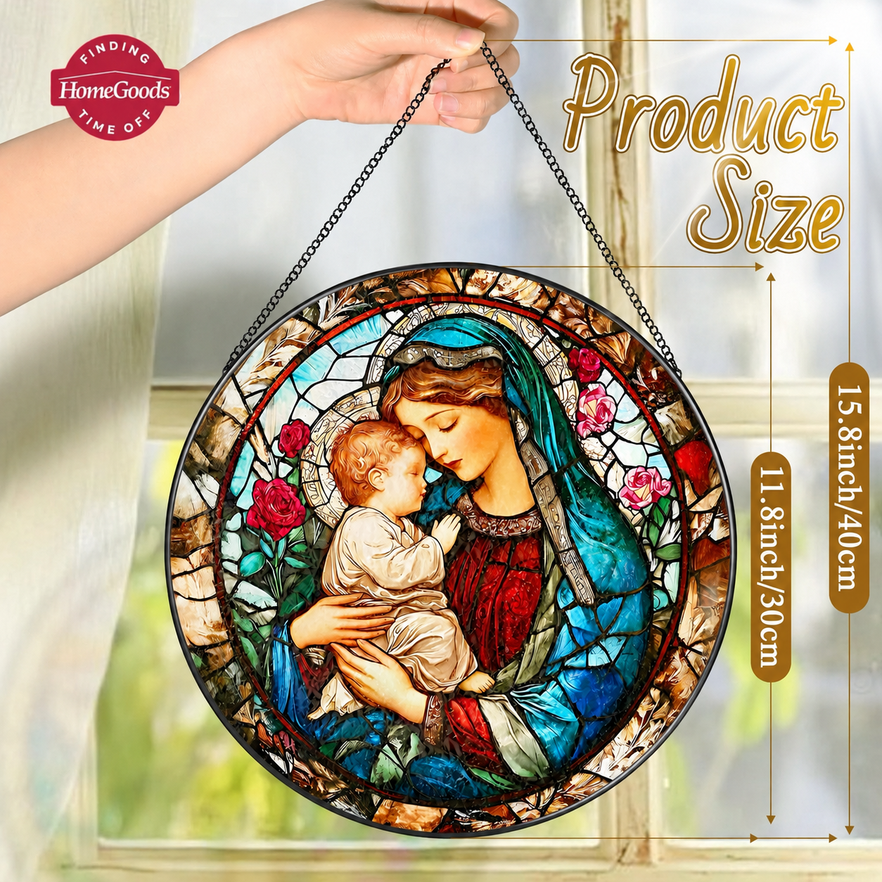 ✨ Madonna’s Embrace™  Stained Glass Suncatcher