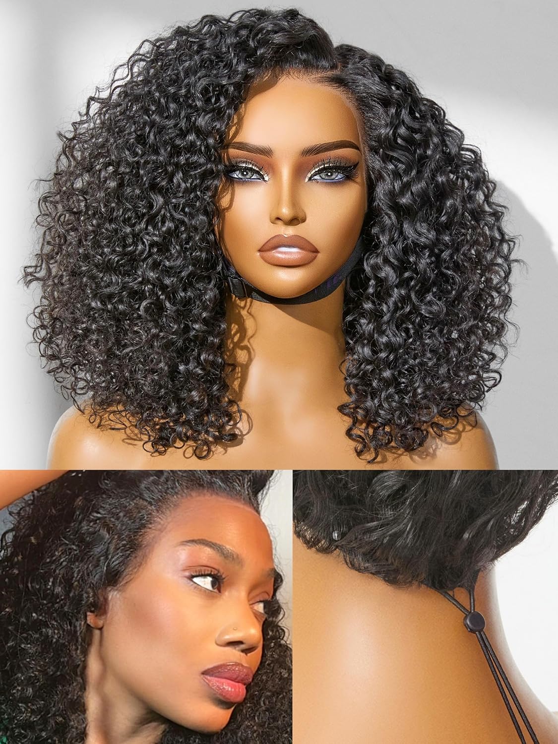 100% Human Hair Wigs Loose Wave Glueless Lace Front 14 Inches, Pre Cut Plucked Hd Lace Short Wig Ready To Go Natural Color Straight Bleached Knots Side Part Black Wigs